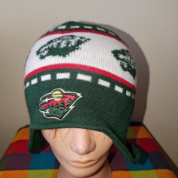 NHL Minnesota Wild Embroidered Logo Ear Flap Winter Unisex Skull Beanie main image 6